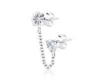 Flower and Heart Stud Earring Chain STC-75